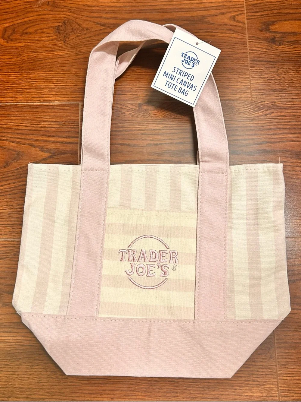 Trader Joe’s Stripe Mini Canvas Tote Bag - Pale Pink